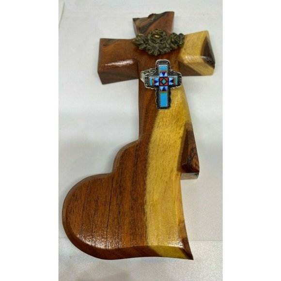 Southwest Cross Silver Turquoise Red Black Stretch - Picture 6 of 7